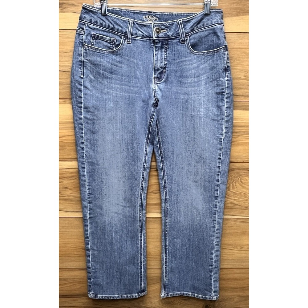 Riders By Lee Jeans Women's 10P Blue Denim Cotton Stretch Mid-Rise Tapered Leg